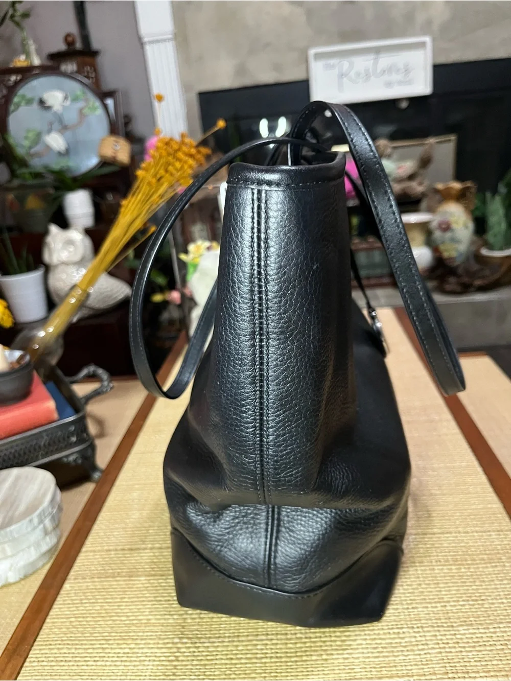 Michael Kors Black Pebbled Leather Large Tote with MK Charm